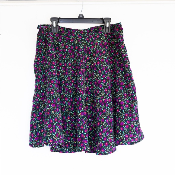 Amanda Smith Petites Pure Silk Floral Mini Skirt 14P 100% Silk Coquette Fairy - Picture 1 of 3